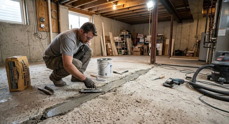 Cracked Basement Floor Repair in Brunswick, GA